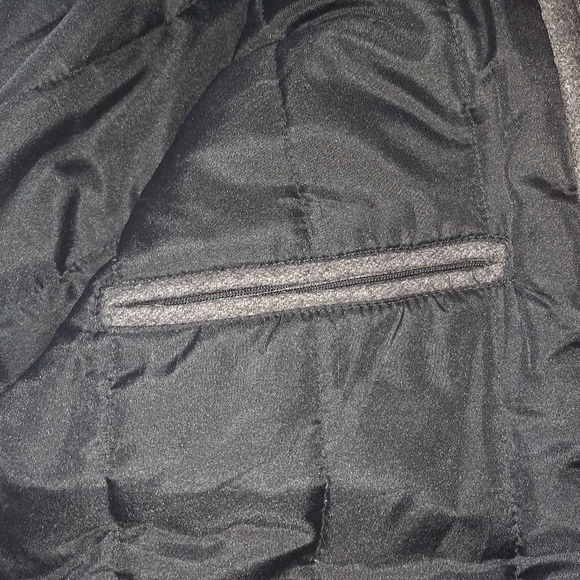 KNIGHTS BRIDGE Dark Grey Wool Full Zip Long Sleeve Coat Size Large - Picture 5 of 14